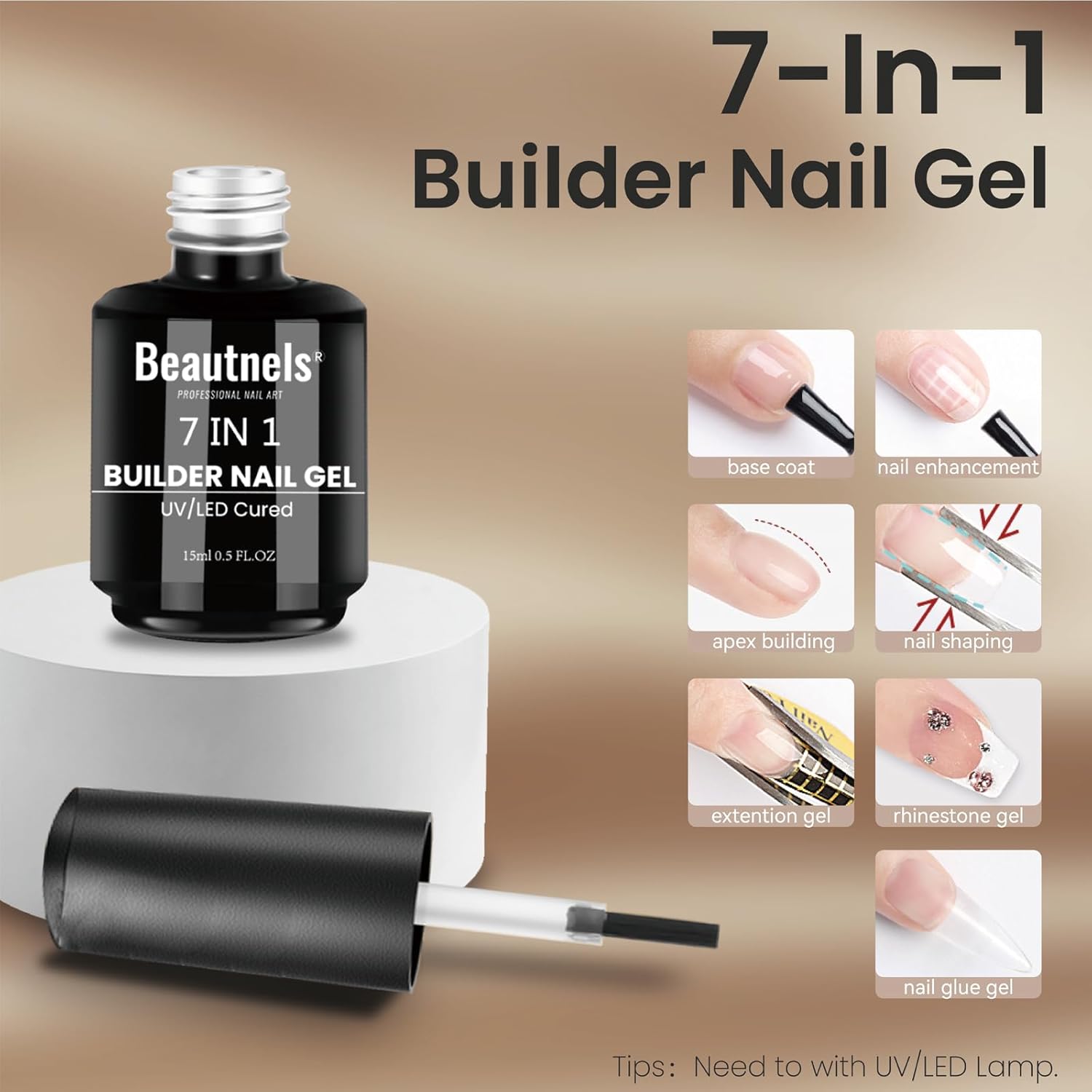 Gel constructor para uñas 7 en 1, gel fortalecedor transparente, gel constructor de uñas de color duro, gel de extensión de uñas para uñas de