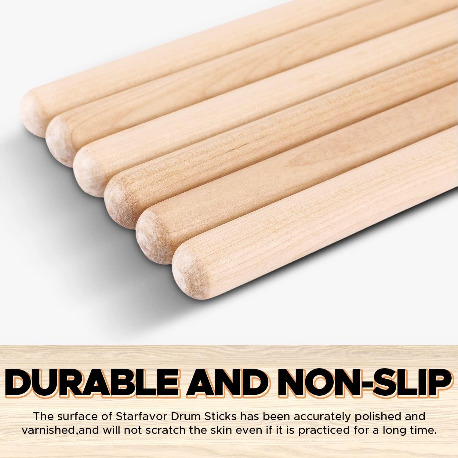 Starfavor 15 pares de baquetas 5B Classic America de madera de arce con punta de lágrima para adultos, niños y principiantes