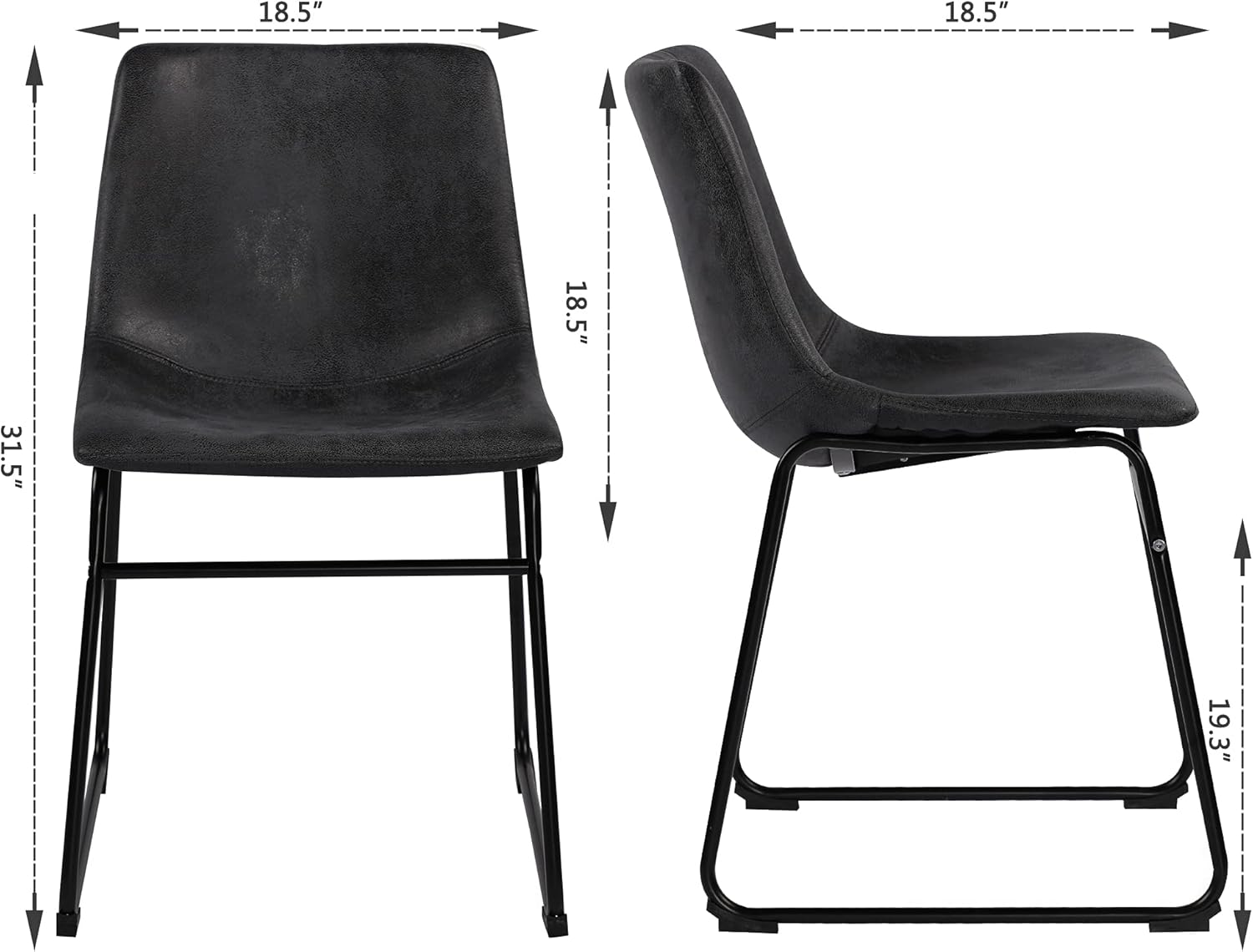 GOTMINSI Silla de comedor estilo mediados de siglo, sillas de bar sin brazos retro antiguas con asiento de piel sintética y base de metal, juego de