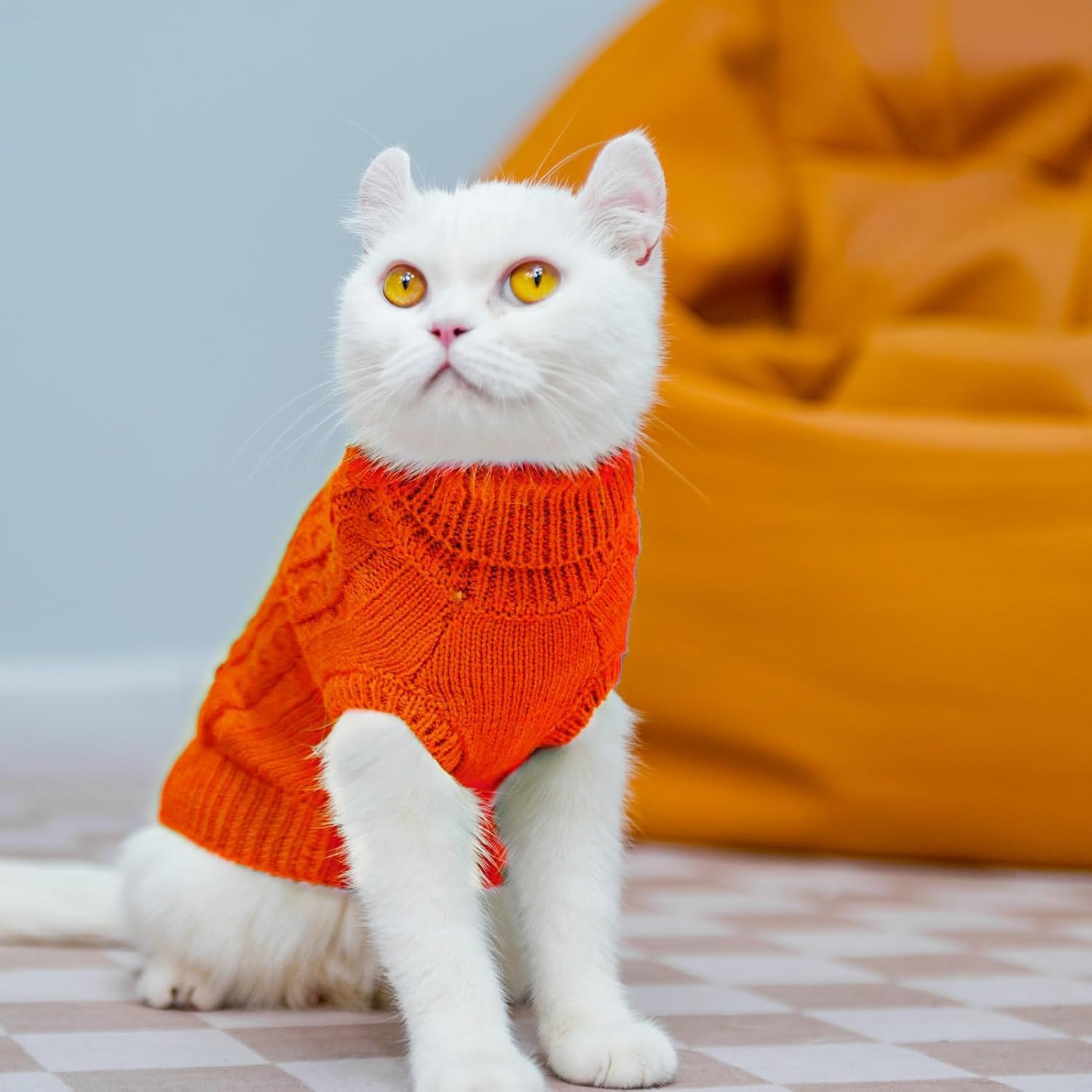 PUPTECK Abrigo de invierno para gatos, ropa de punto suave y cálida para clima frío, ropa de punto para gatitos y perros pequeños en interiores y