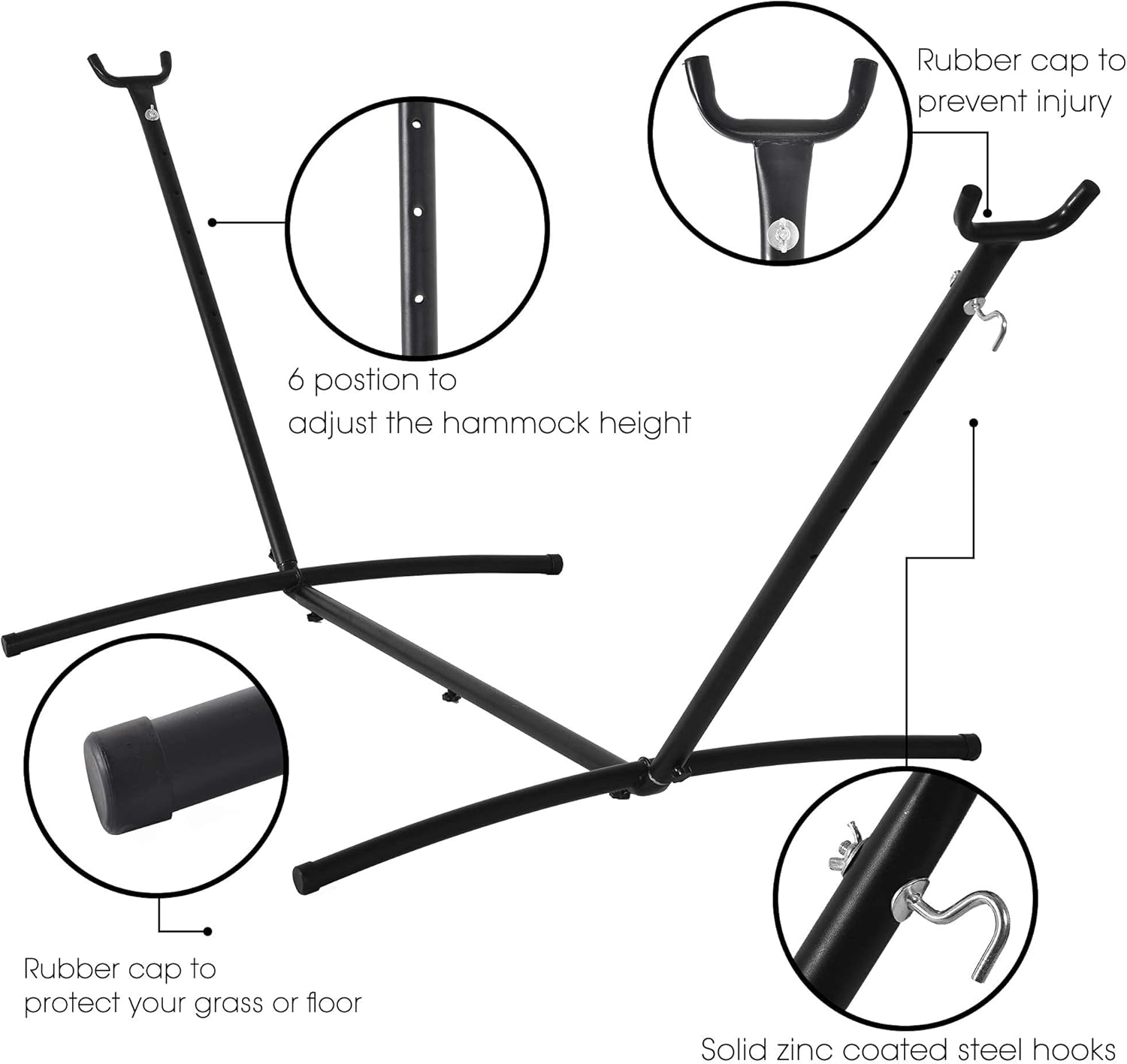 Prime Garden Hamaca con soporte para exterior, soporte de acero resistente que ahorra espacio con capacidad de 450 libras, hamaca doble con bolsa de