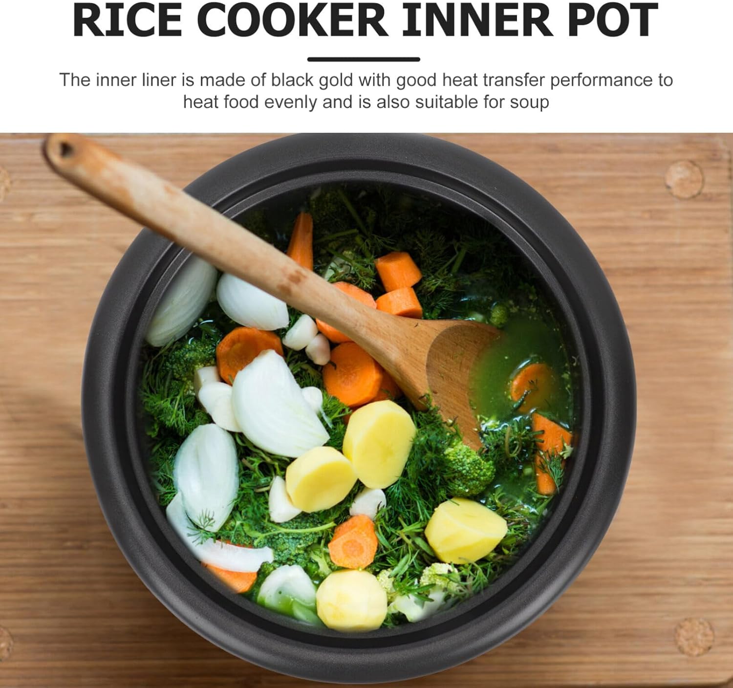 Kichvoe Olla de cocción Liner 3L Olla de arroz olla interior Revestimiento antiadherente para cocinar arroz Contenedor de cocción de arroz