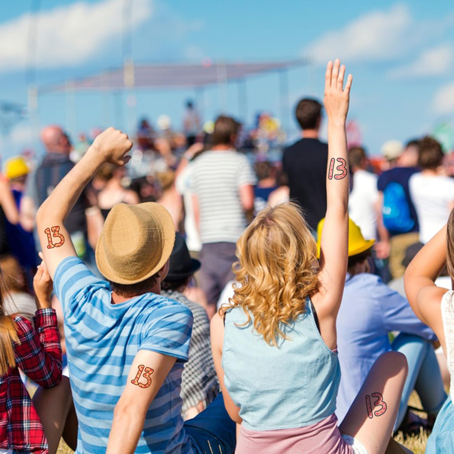 40 piezas de calcomanías temporales número 13 tatuajes labiales corazón patrón tatuaje extraíble eras tour concierto merch