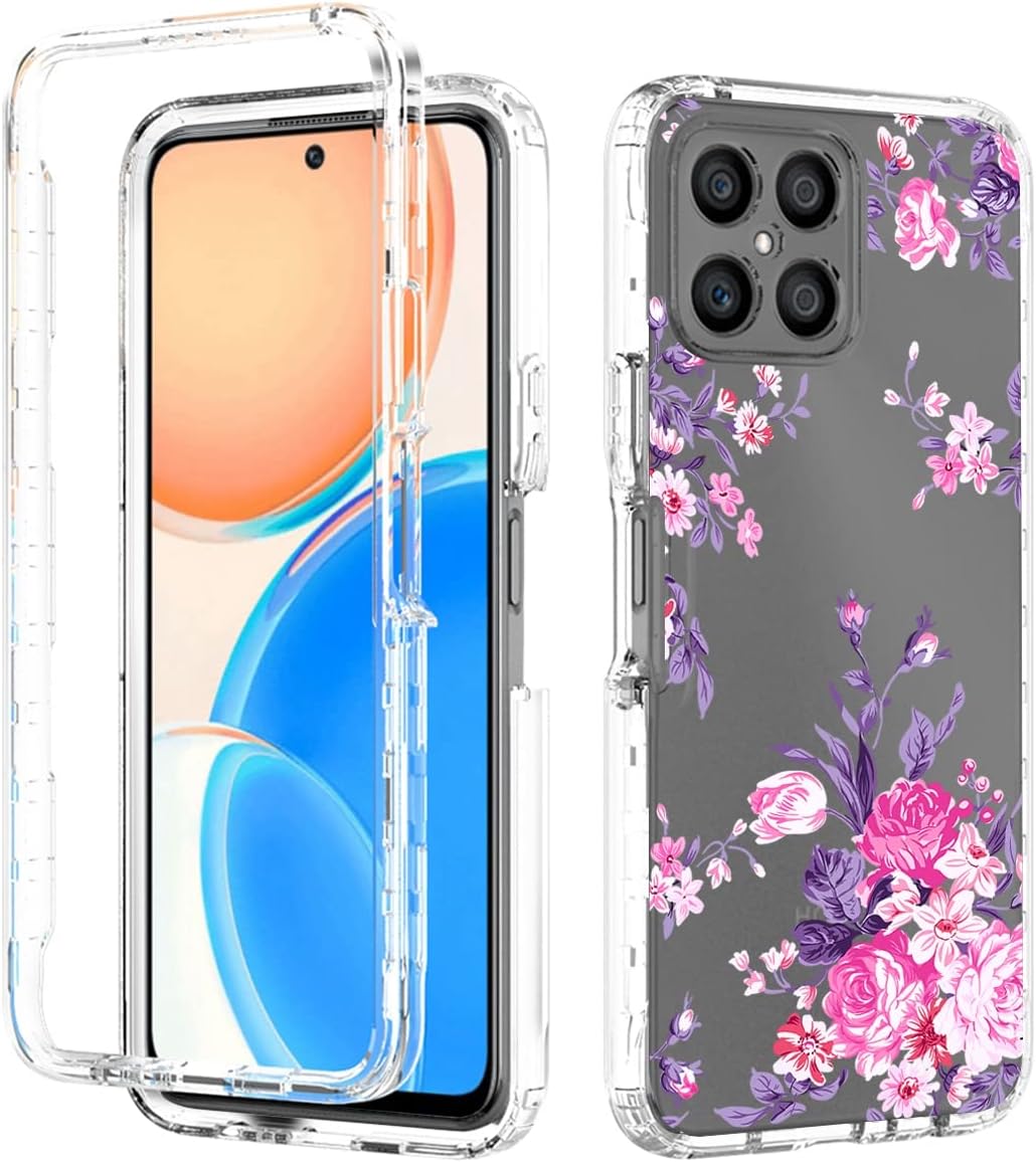 Vokuha Funda para Honor X8 (no compatible con X8 5G) TFY-LX1 TFY-LX2 con protector de pantalla de vidrio templado, funda protectora de TPU