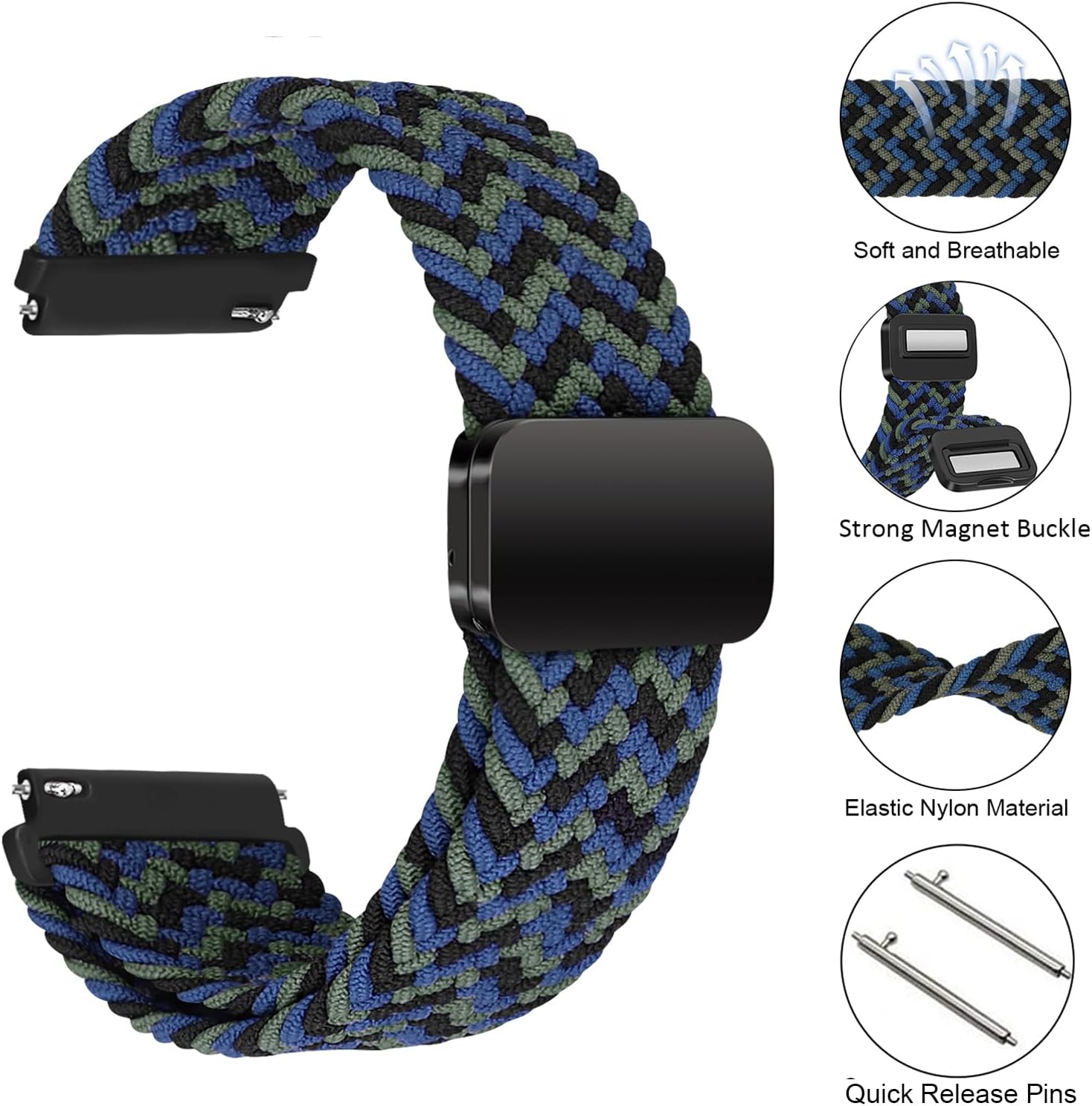 Correa de 0.787 in compatible con Samsung Galaxy Watch 4, 5 y 6 de 1.73 pulgadas, 1.57 pulgadas, 6 Classic de 1.73 pulgadas, 1.77 pulgadas, 5 Pro de