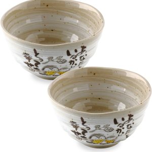 MIno Yaki (Ware) – Cuencos de arroz japoneses hechos a mano, diseño de búho, juego de 2, 4.5 pulgadas, cuencos de cereales, cuencos de cerámica para MIno Yaki (Ware) – Cuencos de arroz japoneses hechos a mano, diseño de búho, juego de 2, 4.5 pulgadas, cuencos de cereales, cuencos de cerámica para