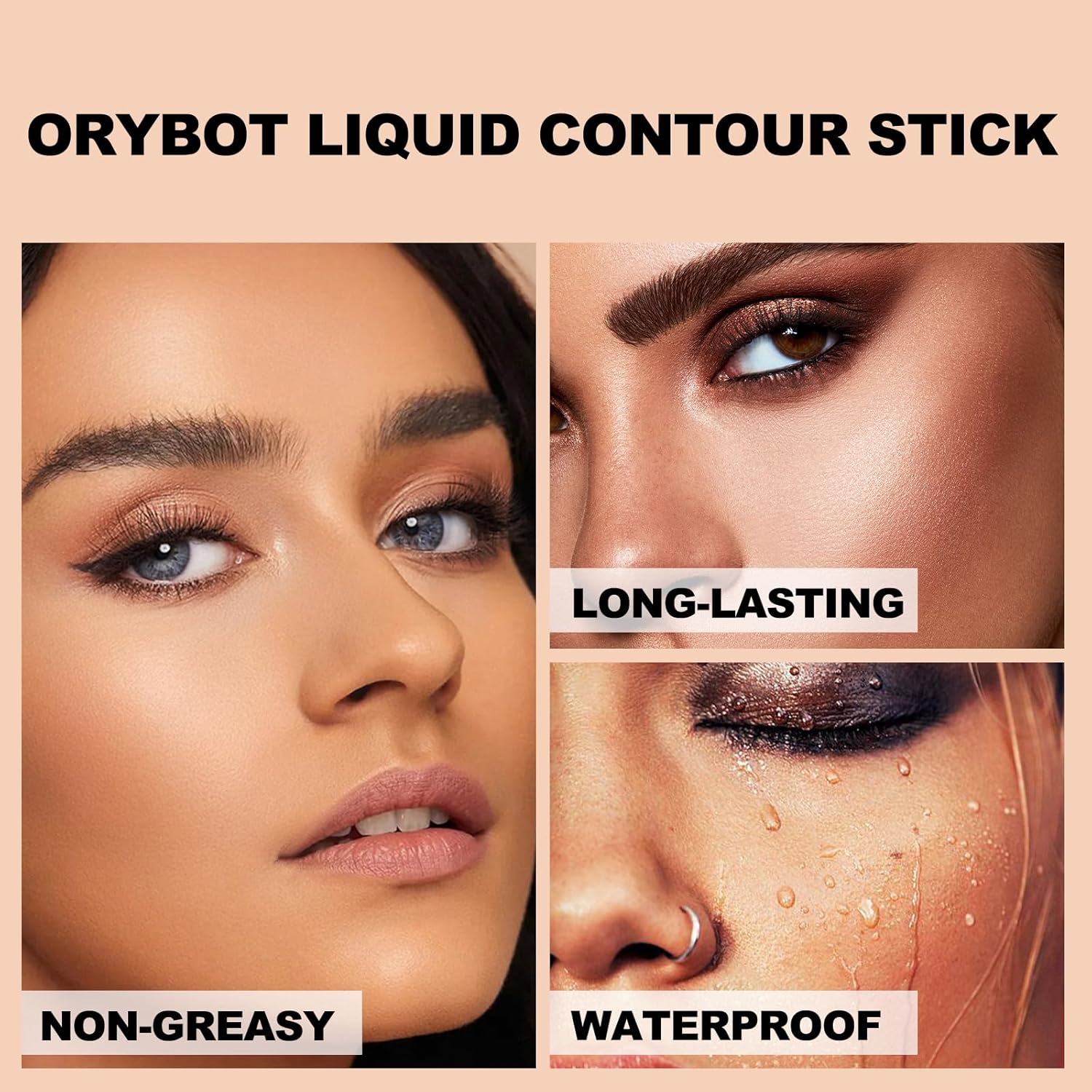 Maquillaje líquido en barra, bronceador crema líquida, contorno bronceador suave altamente pigmentado, punta de esponja incorporada para dar forma a