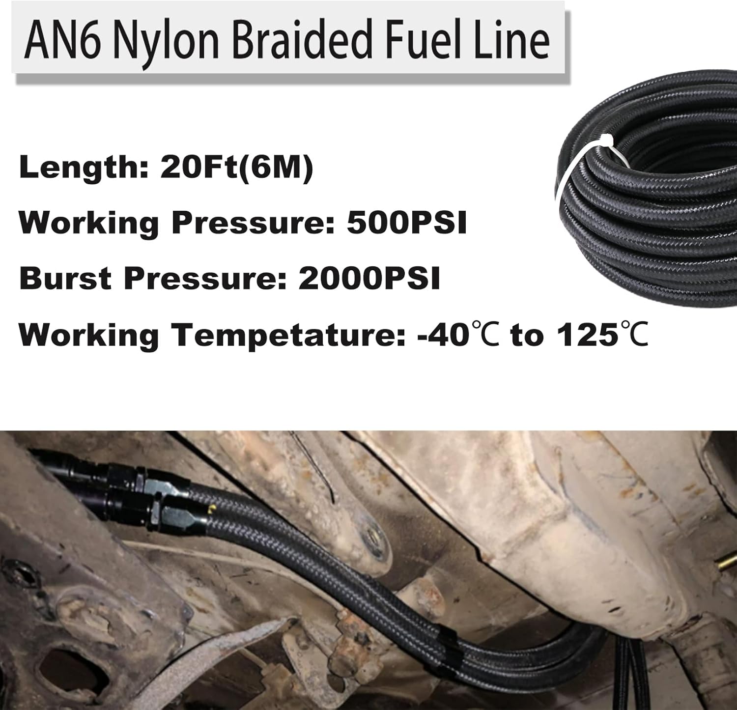 6AN – Kit de montaje de manguera de combustible de nailon trenzado de acero inoxidable + manguera de aceite, gas, combustible, 10 unidades, kit de