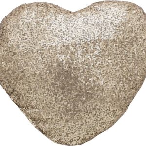 Fennco Styles Almohada decorativa de lentejuelas y sherpa, con forma de corazón, 13 pulgadas de ancho x 14 pulgadas de largo, cojín champán para Fennco Styles Almohada decorativa de lentejuelas y sherpa, con forma de corazón, 13 pulgadas de ancho x 14 pulgadas de largo, cojín champán para