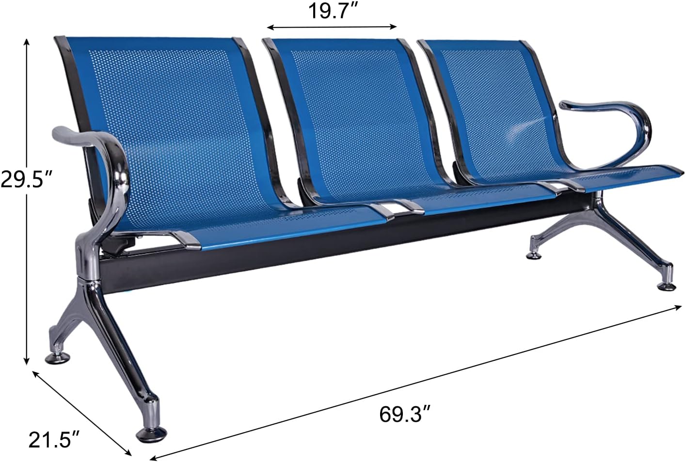 Sillas de sala de espera de 3 asientos, banco de sala de espera con brazos, banco de recepción del aeropuerto, sillas de recepción de invitados,