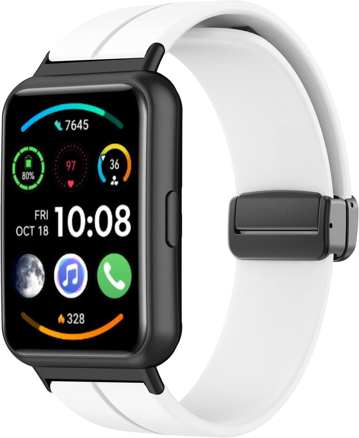 Correa magnética de silicona compatible con Huawei Watch Fit 2 Smartwatch con hebilla plegable magnética, correa de reloj deportiva de repuesto