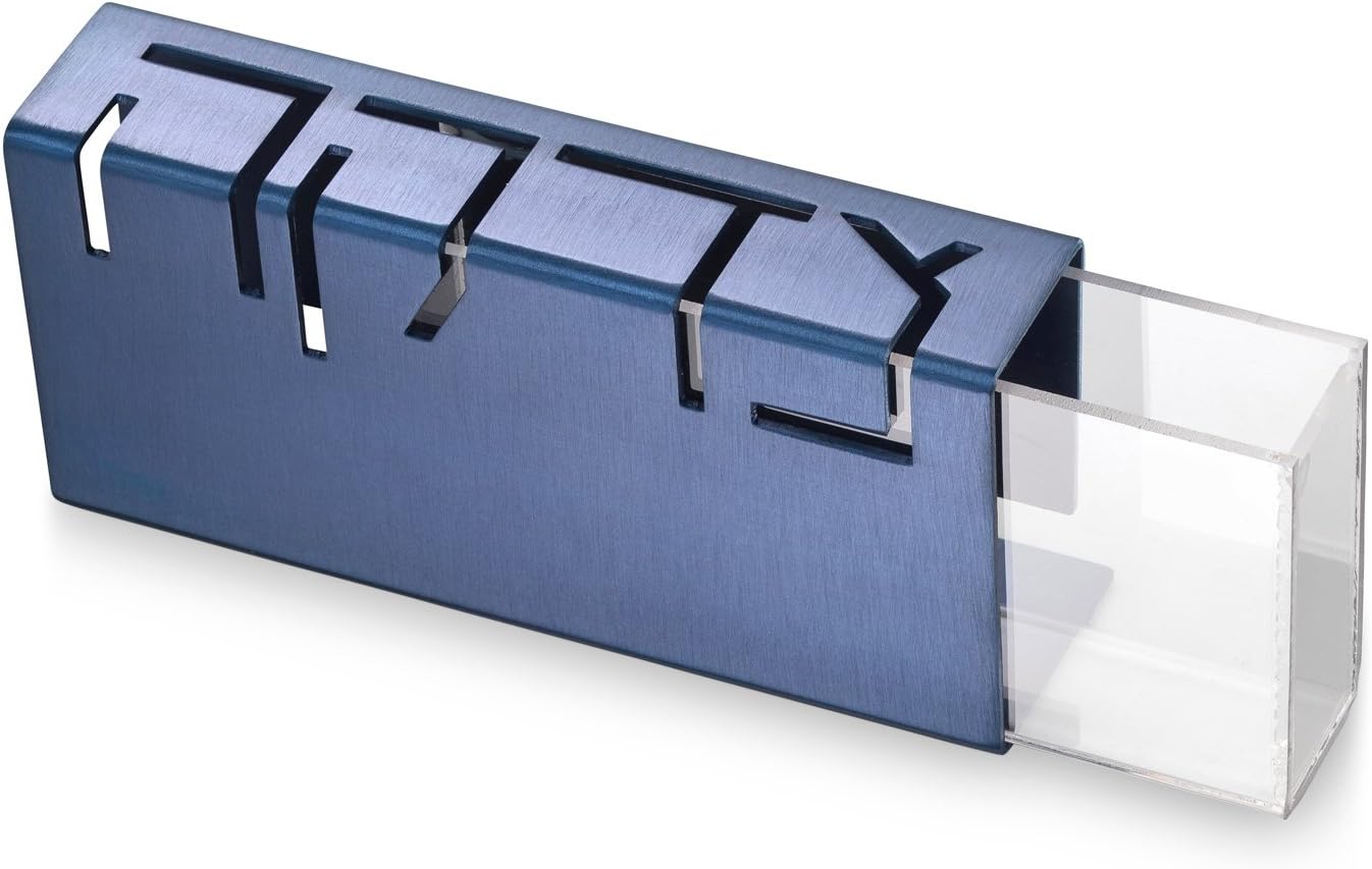 Caja de aluminio contemporánea Tzedakah Caja de caridad judía (azul)