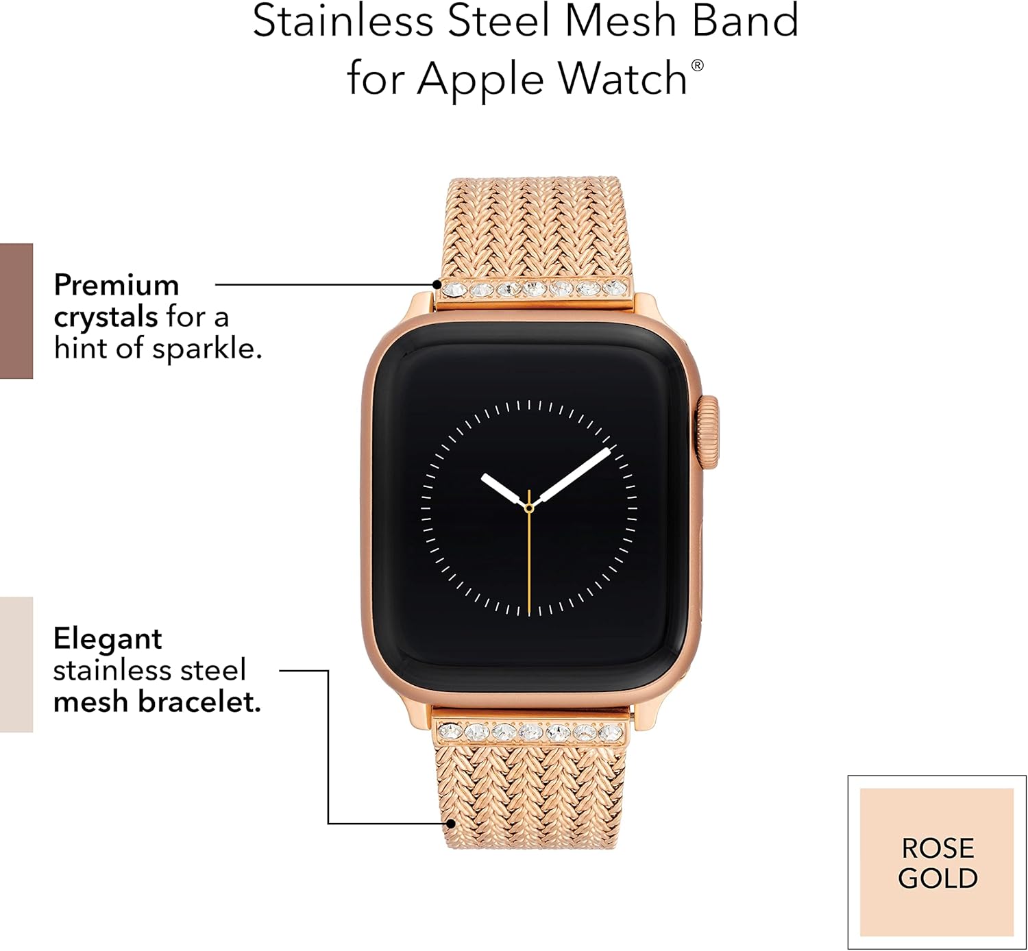 WITHit Anne Klein – Correa de malla para Apple Watch, segura, ajustable, correa de repuesto para Apple Watch, se adapta a la mayoría de las muñecas