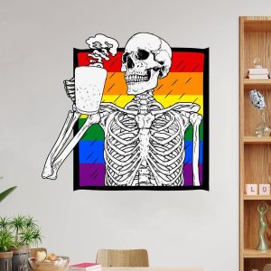 Calcomanías de pared para beber café, calavera LGBT, calcomanía para pared, diseño de orgullo arcoíris, lesbianas, gay, LGBTQ, calcomanías de vinilo Calcomanías de pared para beber café, calavera LGBT, calcomanía para pared, diseño de orgullo arcoíris, lesbianas, gay, LGBTQ, calcomanías de vinilo