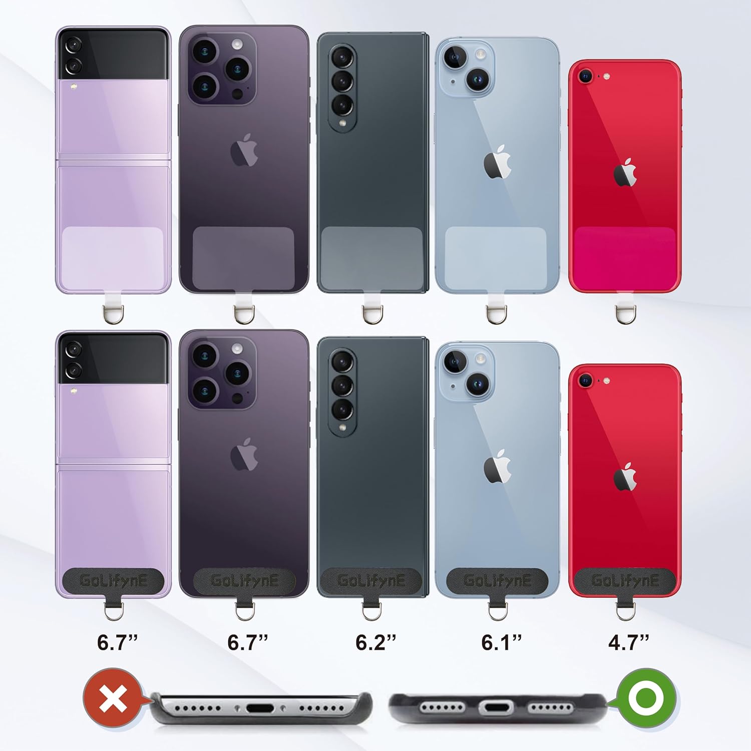 Golifyne Cordón universal para teléfono, correa cruzada antirrobo para iPhone 15 Pro Max y la mayoría de teléfonos inteligentes, soporte ajustable