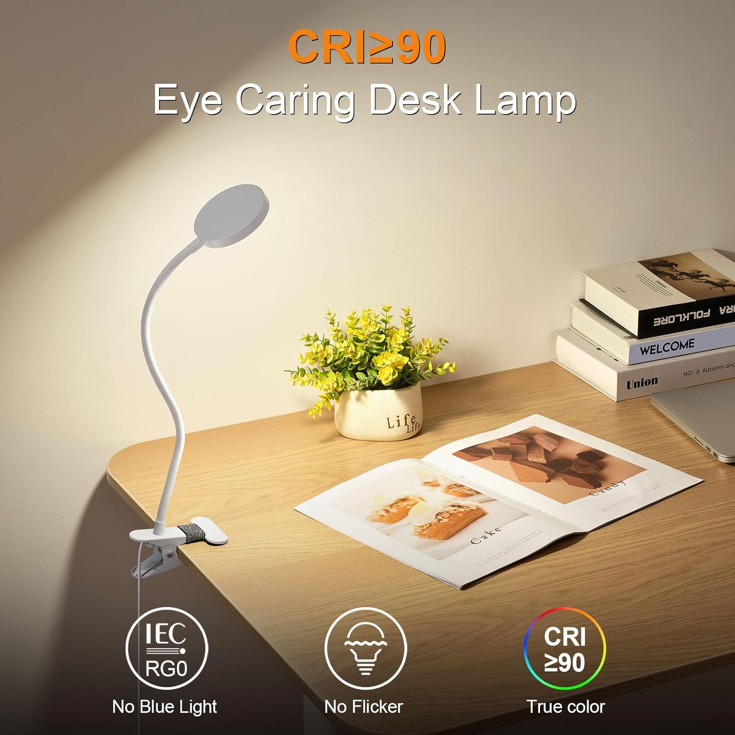KAiSnova 10W 66 LED Clip en luz 5 colores y 10 niveles de brillo Clip de la lámpara de la lámpara en la lámpara de escritorio 2 temporizadores