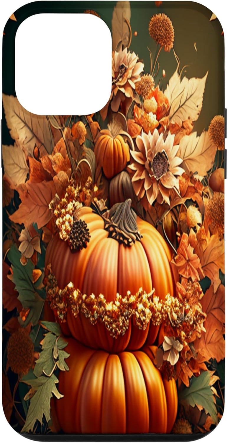 iPhone 12 mini Vintage hojas caída otoño calabaza especia feliz otoño caso