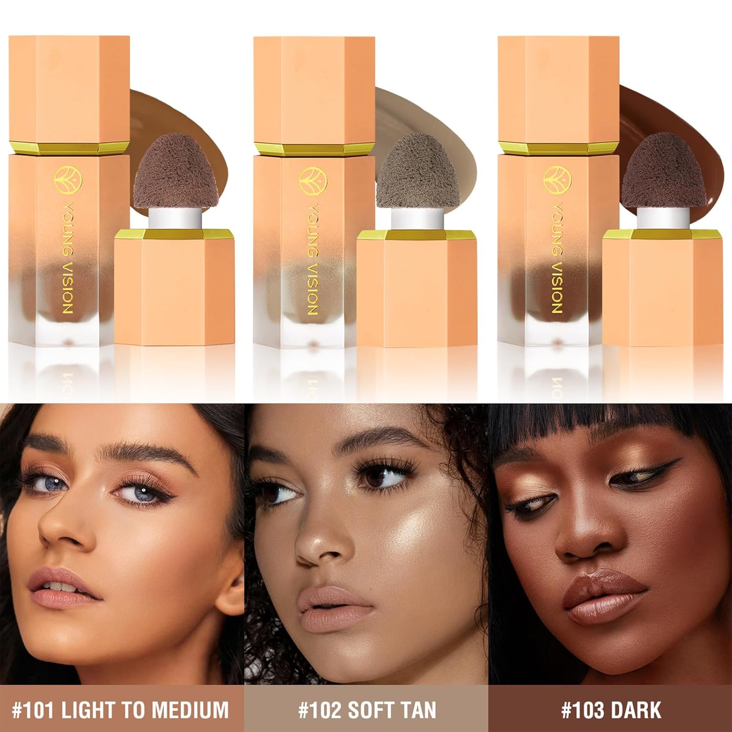 Maquillaje líquido en barra, bronceador crema líquida, contorno bronceador suave altamente pigmentado, punta de esponja incorporada para dar forma a