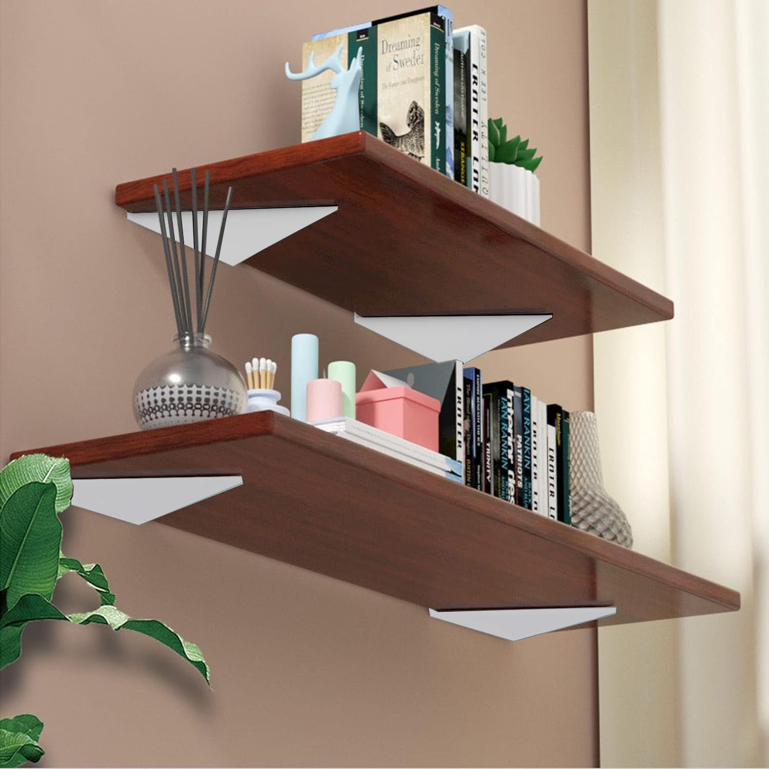 4 soportes flotantes para estantes de 4 x 3 pulgadas, soporte de estante blanco de 4 pulgadas, soportes de estantes flotantes, accesorios de estante