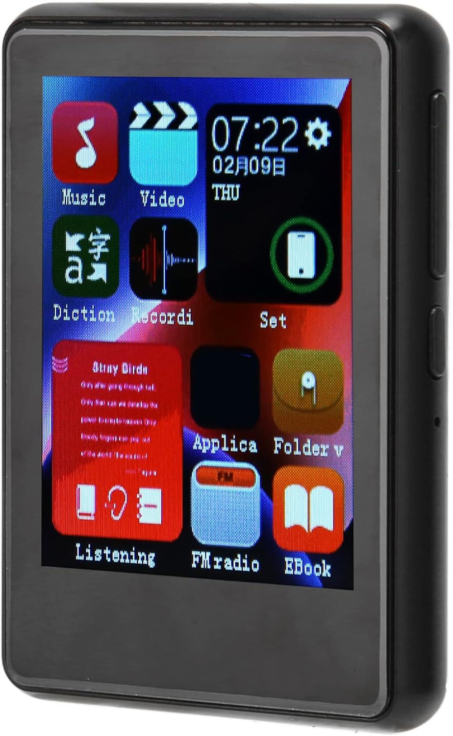 Reproductor de MP3 con Bluetooth, pantalla táctil completa 5.0 reproductor MP3 con altavoz, reproductor de música Mp3 portátil de sonido HiFi para