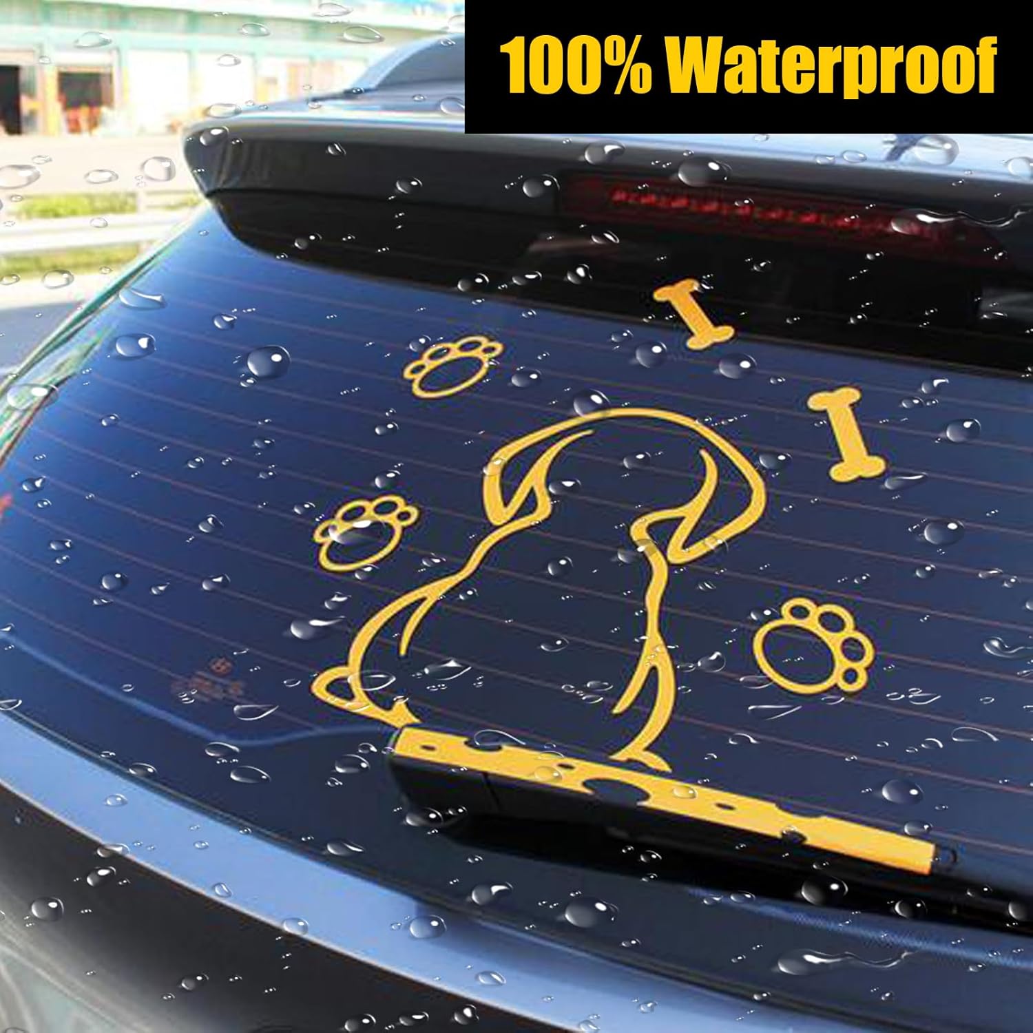 1 calcomanía para parabrisas trasero de perro y automóvil, reflectante lindo animal cachorro, impermeable, con cola agitadora, calcomanía modificada