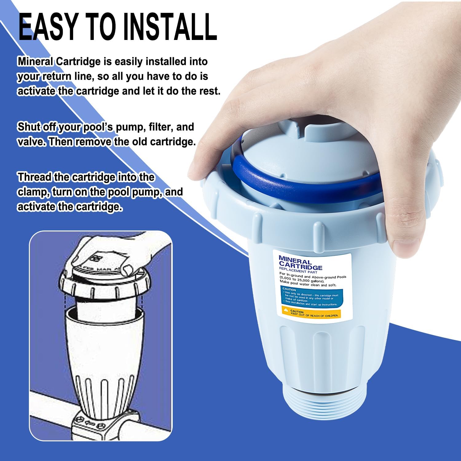 Kit de piezas de repuesto de cartucho mineral individual apto para desinfectantes de piscinas Nature2 Express, para piscinas sobre el suelo o en el