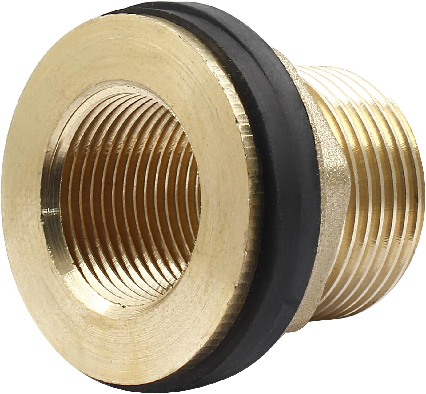 2 conectores de mamparo de latón, hembra de 34 pulgadas, conector de tanque de agua macho de 1 pulgada, montaje de mamparo de doble rosca con