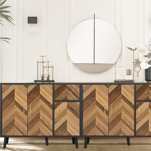 SIHANM Armario de almacenamiento negro de 6 puertas con cajones, 2 piezas de aparador moderno con almacenamiento de 70 pulgadas con estantes, SIHANM Armario de almacenamiento negro de 6 puertas con cajones, 2 piezas de aparador moderno con almacenamiento de 70 pulgadas con estantes,