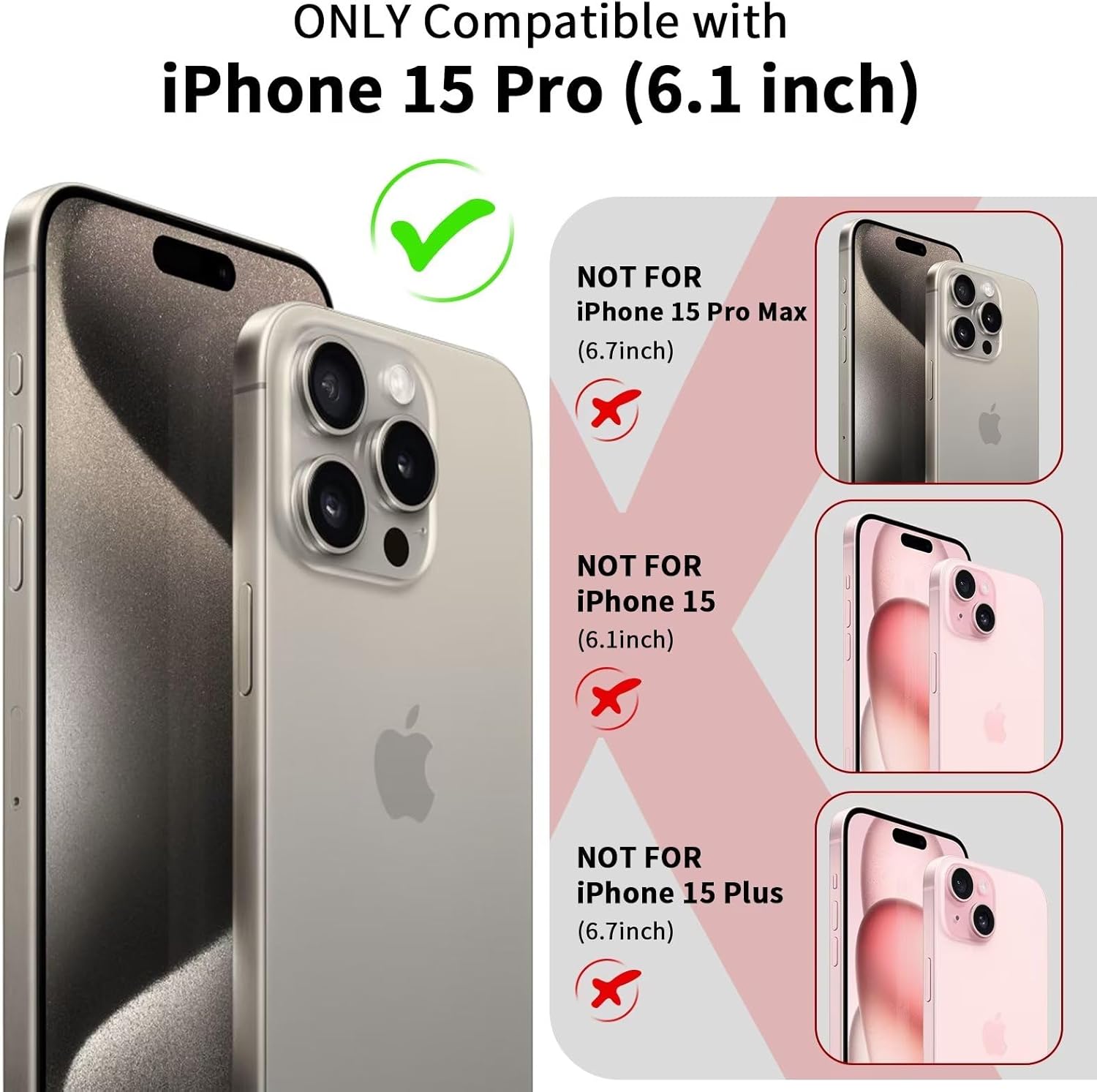 Tzomsze Funda compatible con iPhone 15 Pro con purpurina degradado, transparente y brillante con bonito patrón de corazón, protección completa de