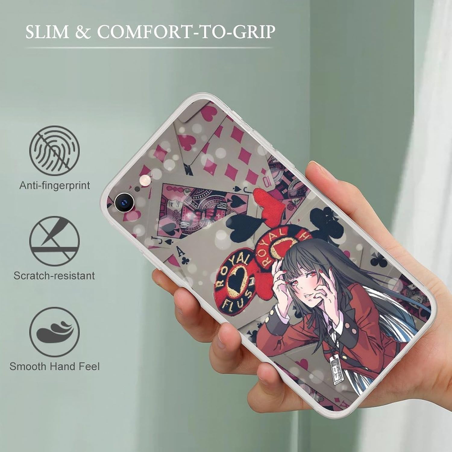 DOUKI Clear Soft Full Body Protective Transparent Shockproof TPU Matte Cover Phone Case for Samsung Galaxy A32 5G,Anime Poker Girl Jabami Yumeko