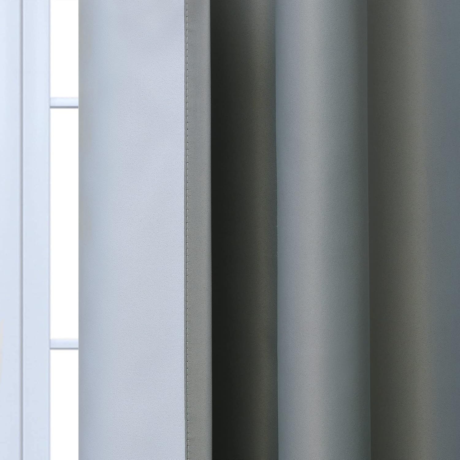 Yakamok Cortinas degradadas de 84 pulgadas de largo, con aislamiento térmico, bloqueo de luz, color degradado de blanco grisáceo a gris, cortinas de