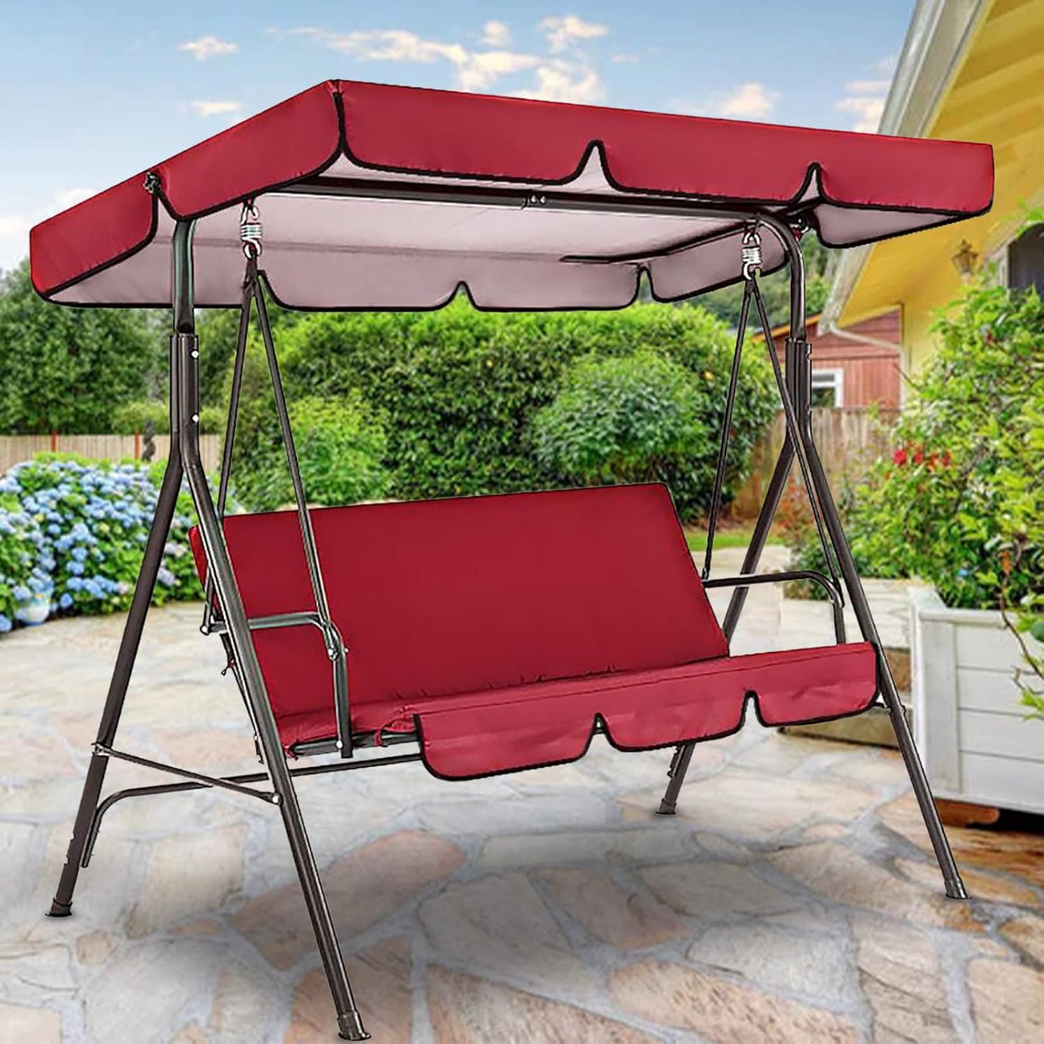 Juego de funda de repuesto para toldo de columpio para patio, cubierta superior de tela Oxford impermeable y cubierta de asiento para patio al aire