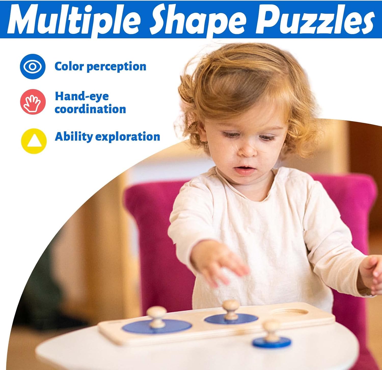 Montessori – Juguetes para bebés de 6 a 12 meses para rompecabezas de múltiples formasrompecabezas de círculos múltiples, juegos para bebés para