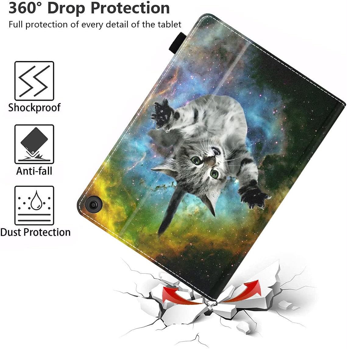 Funda para tablet Tienda Fire HD 10 y Fire HD 10 Plus (11 generación, versión 2021)  Funda de piel sintética de alta calidad con encendido