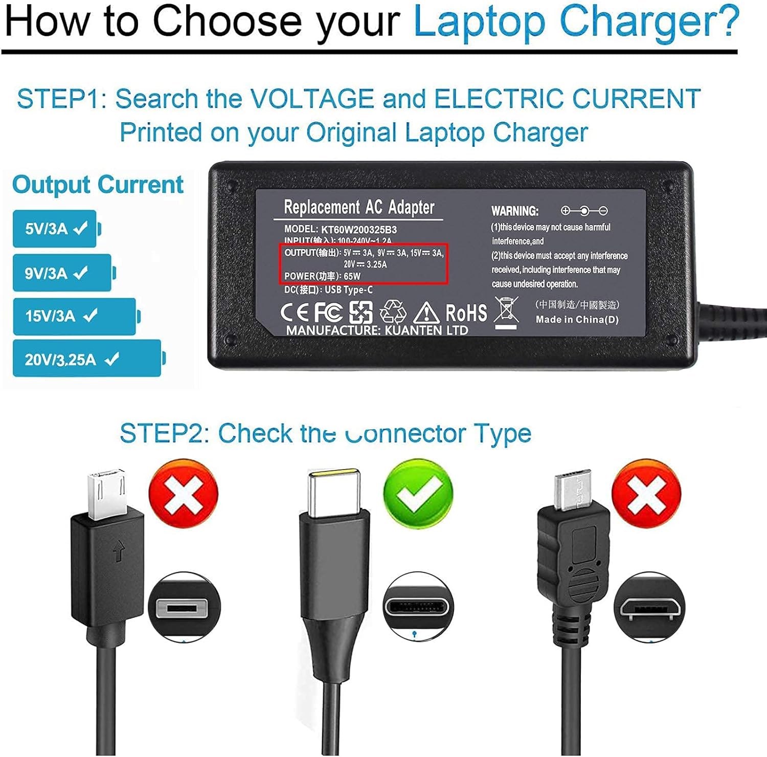 Cargador USB tipo C de 65 W para HP Chromebook 14 14A G5 11 11A G6 G7 G8 EE Spectre x360 Elite x2 EliteBook 14-ca061dx 14-ca052wm 14-ca051wm