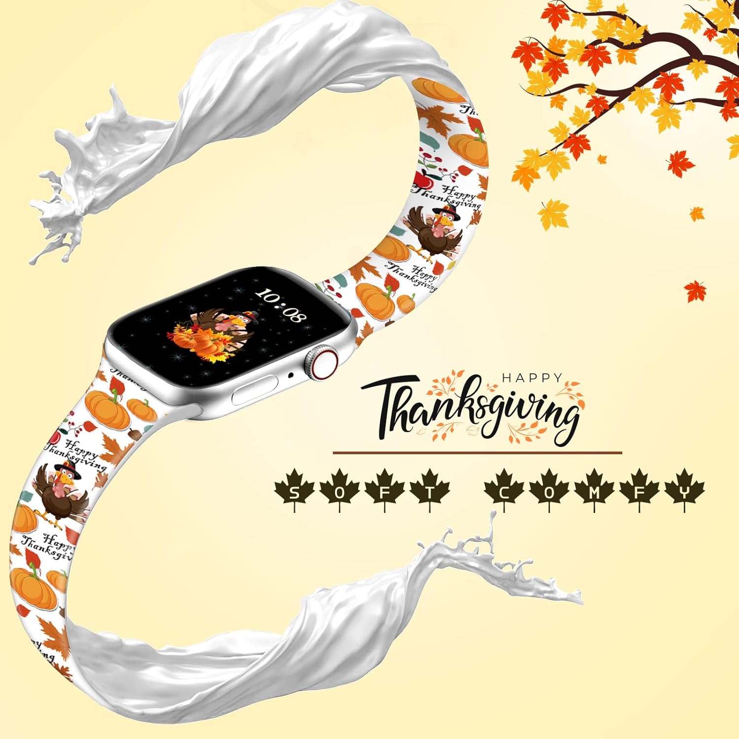 Correa de reloj de Navidad y Halloween para Apple Watch, correa de silicona impresa de repuesto para iWatch 1 2 3 4 5 6 7 8 Ultra 1.496 in 1.575 in