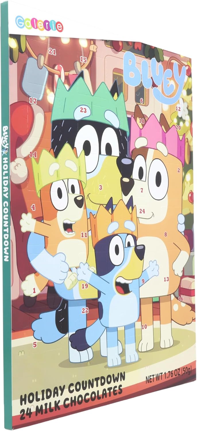 Bluey – Calendario de Adviento con cuenta regresiva para Navidad 2023, 24 días con chocolate, 1.76 onzas
