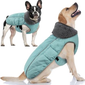 Doglay Abrigo de invierno para perro con cuello peludo grueso, forro polar, chaqueta cálida reflectante para perro, ropa impermeable ajustable para Doglay Abrigo de invierno para perro con cuello peludo grueso, forro polar, chaqueta cálida reflectante para perro, ropa impermeable ajustable para