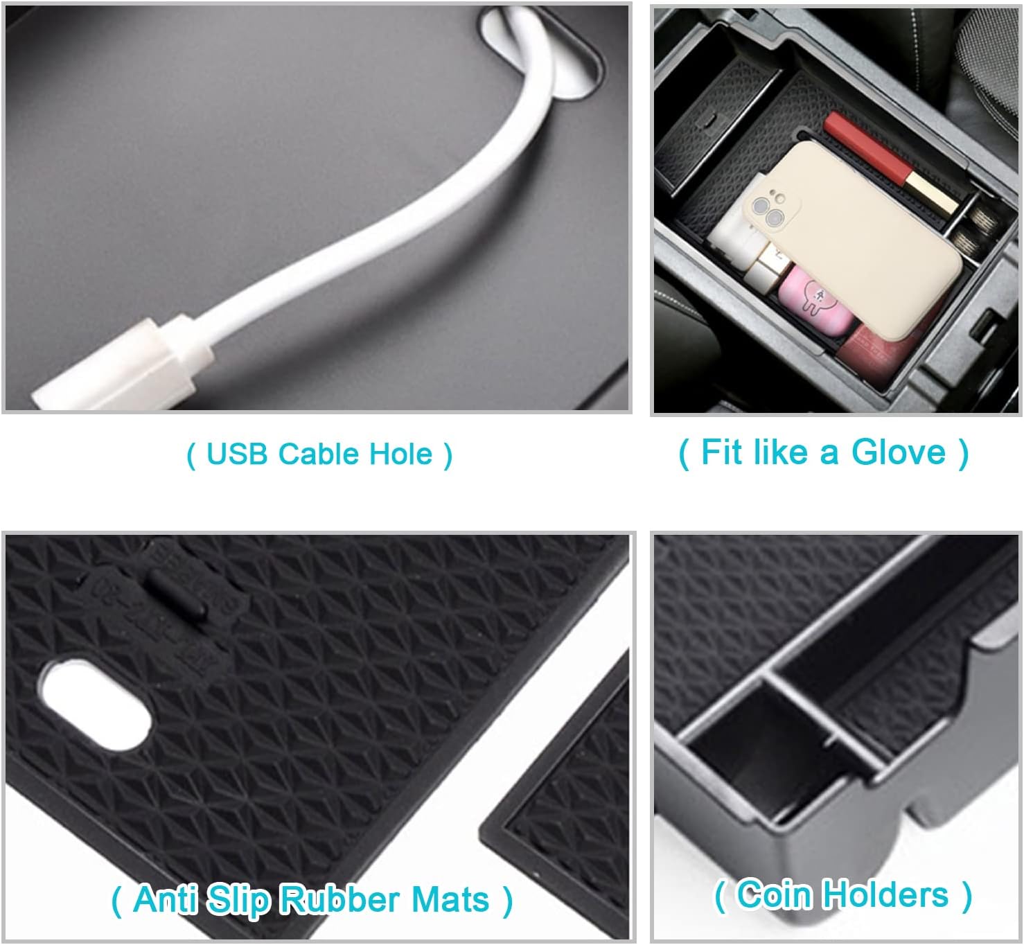 CDEFG Organizador de accesorios de consola central para Chevy Blazer 2019, 2020, 2021, 2022, 2023, 2024, material ABS, bandeja de inserción para