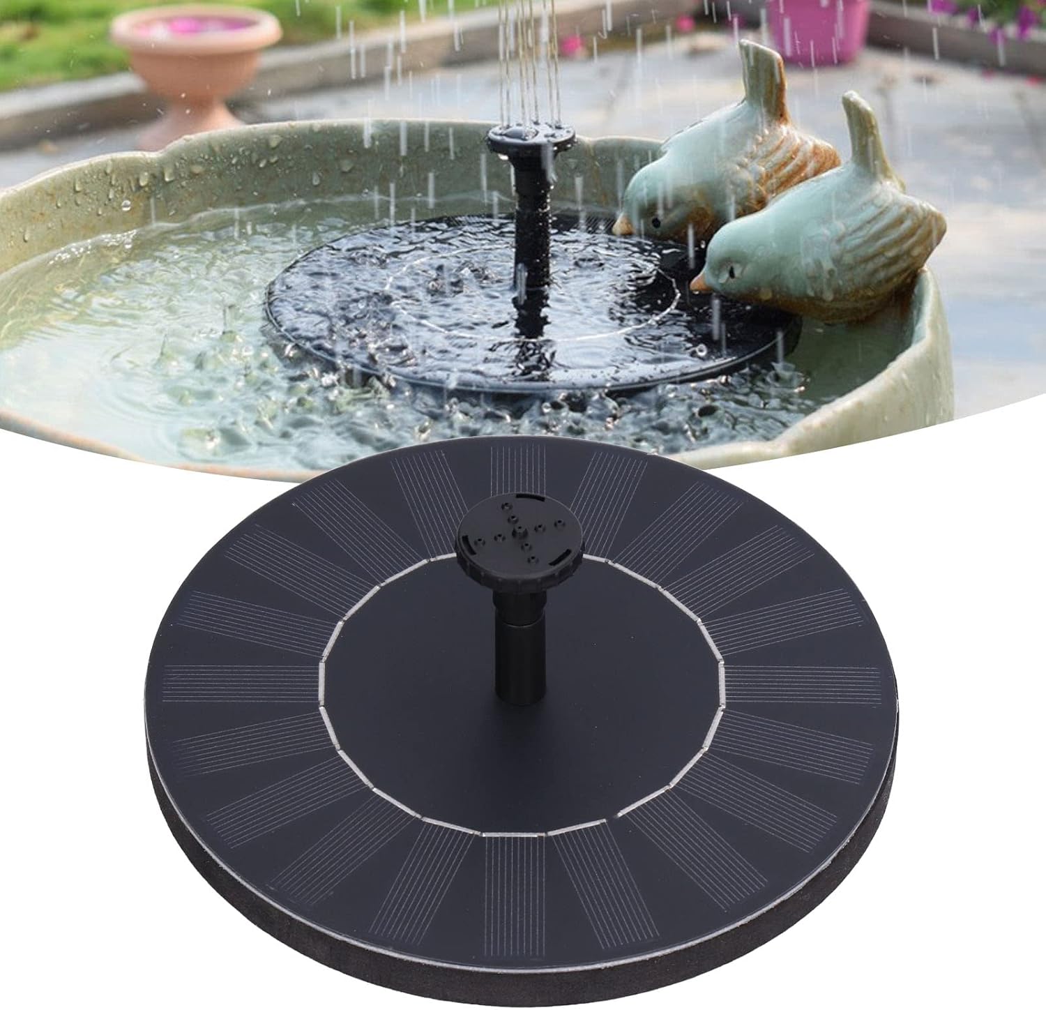 Bomba solar para fuente de baño para pájaros, fuente solar de 2.5 W con 5 boquillas, bomba de fuente de agua flotante de pie libre para jardín,