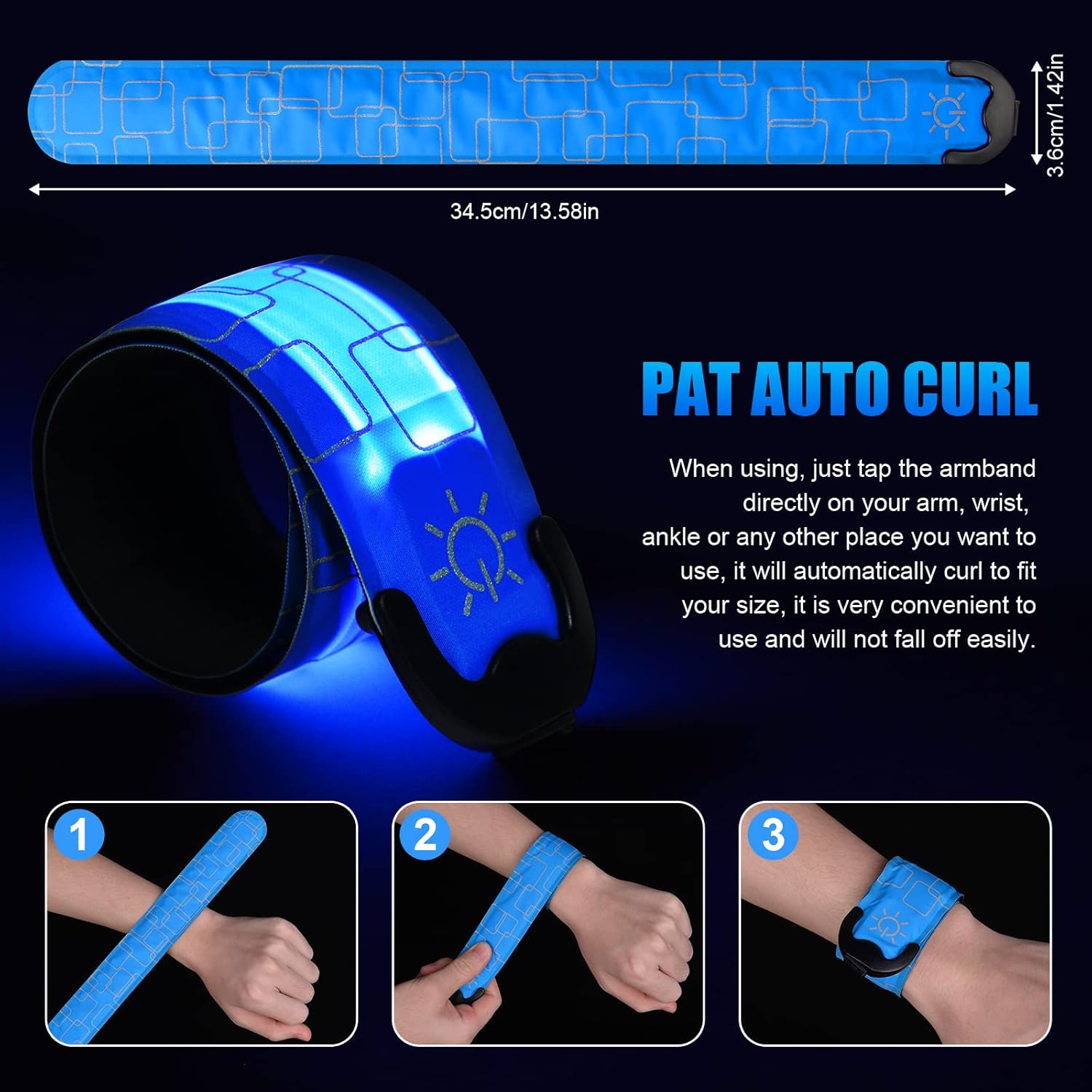 Aucuu Brazalete de seguridad con luz LED para caminar por la noche de los niños, correa mágica para correr, ciclismo, trotar