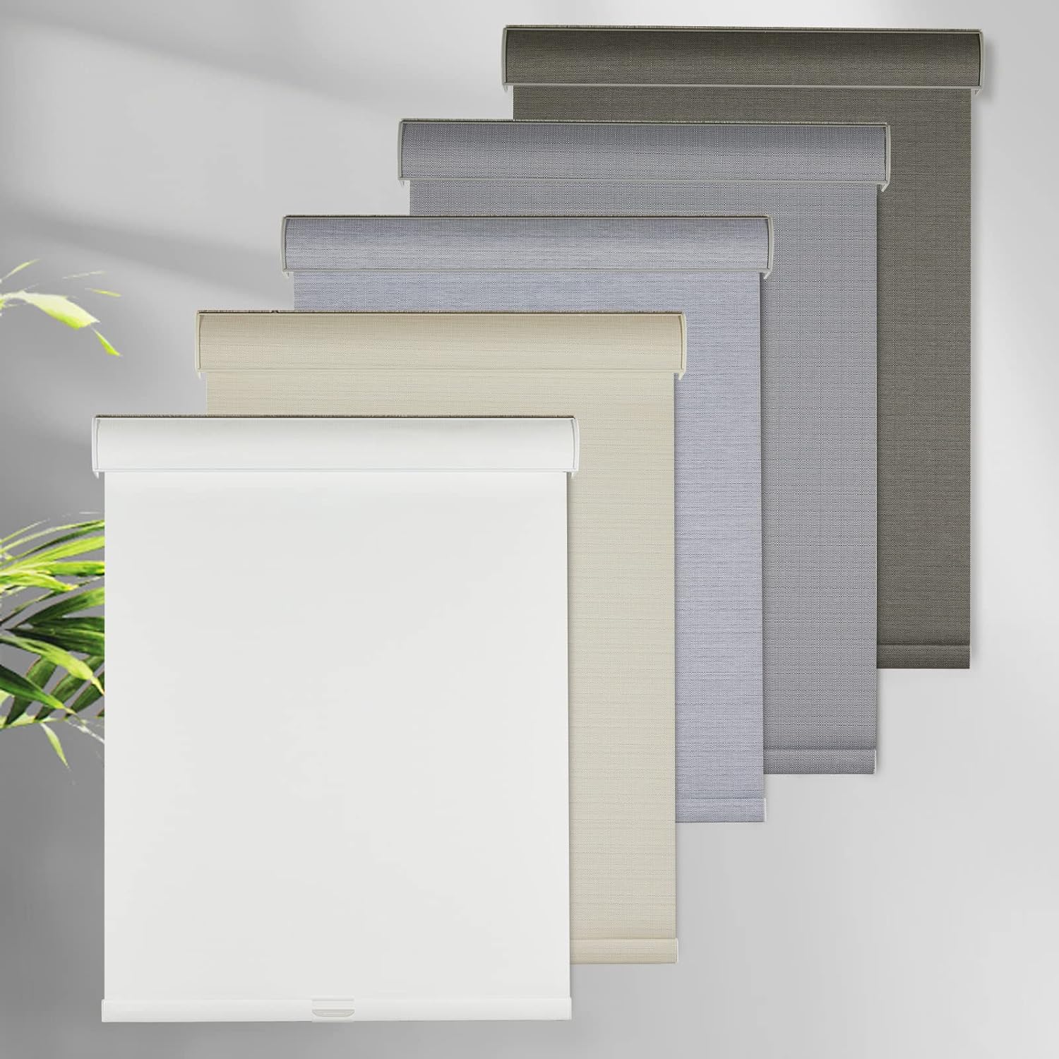 Persianas enrollables 100 % opacas sin cordones de tamaño personalizado para ventana, cortadas a medida, tela con textura, protección UV,