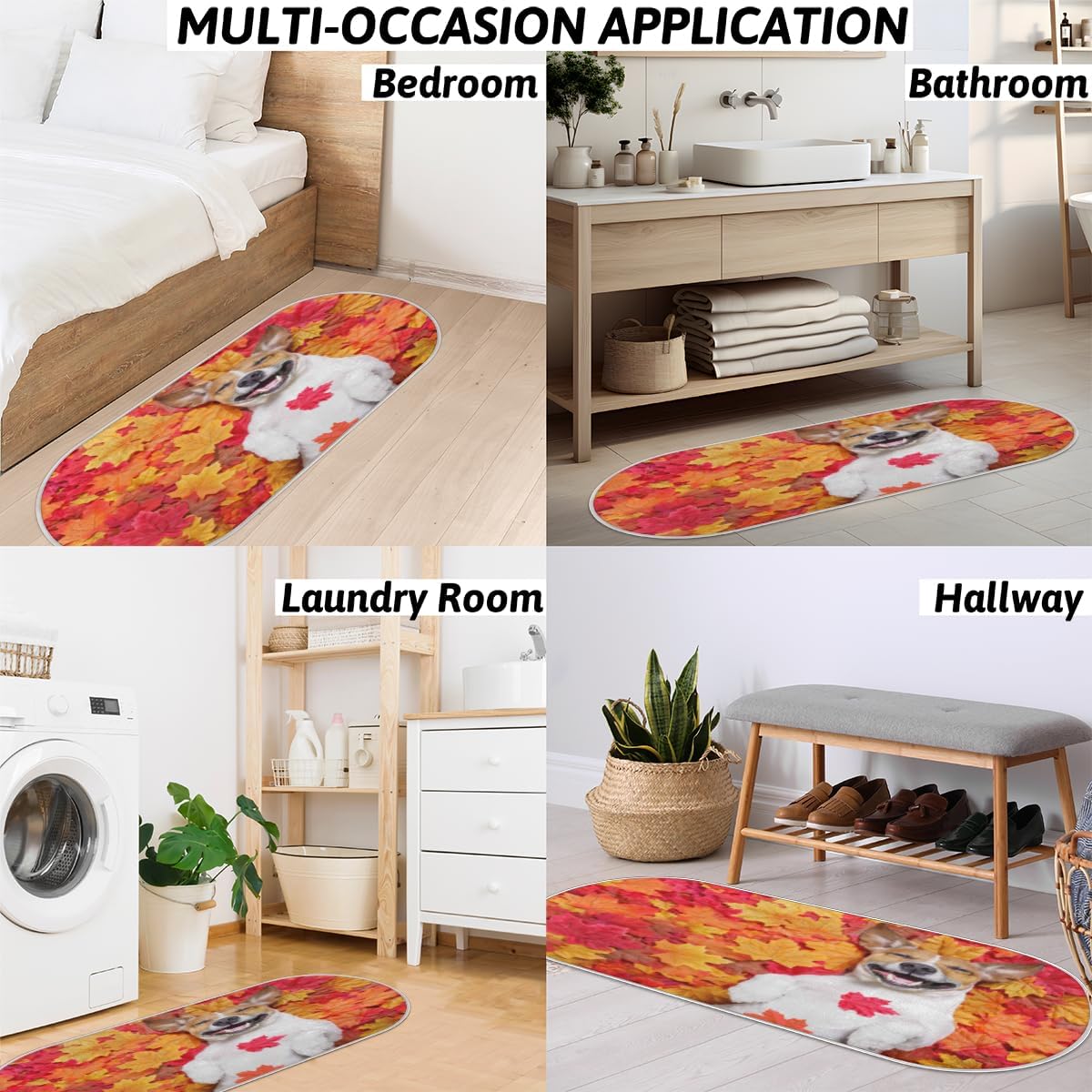 Maple Leaf – Tapete de baño de espuma viscoelástica para perro, suave, acogedor, absorbente de agua, antideslizante, tapete de baño de terciopelo