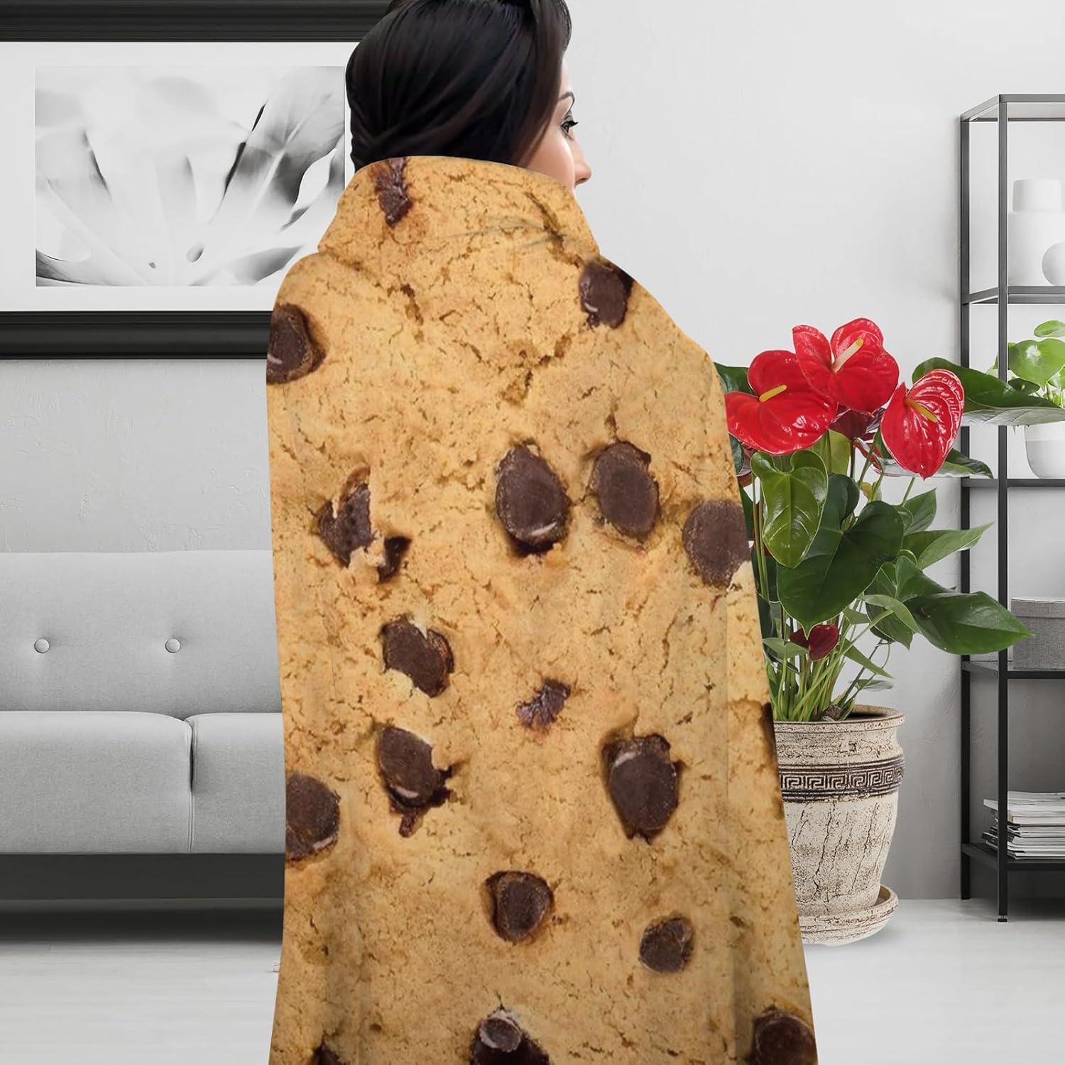 Manta de galletas para adultos y niños, suave y cómoda manta redonda de franela novedosa para ropa de cama, manta gigante de comida para regalos