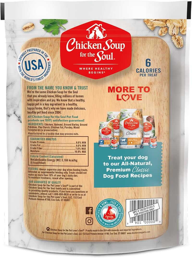 Chicken Soup for The Soul Alimento para mascotas  Chicken Crunchy Bites – Golosinas para perros de 12 onzas  sin soja, maíz y trigo, sin sabores ni