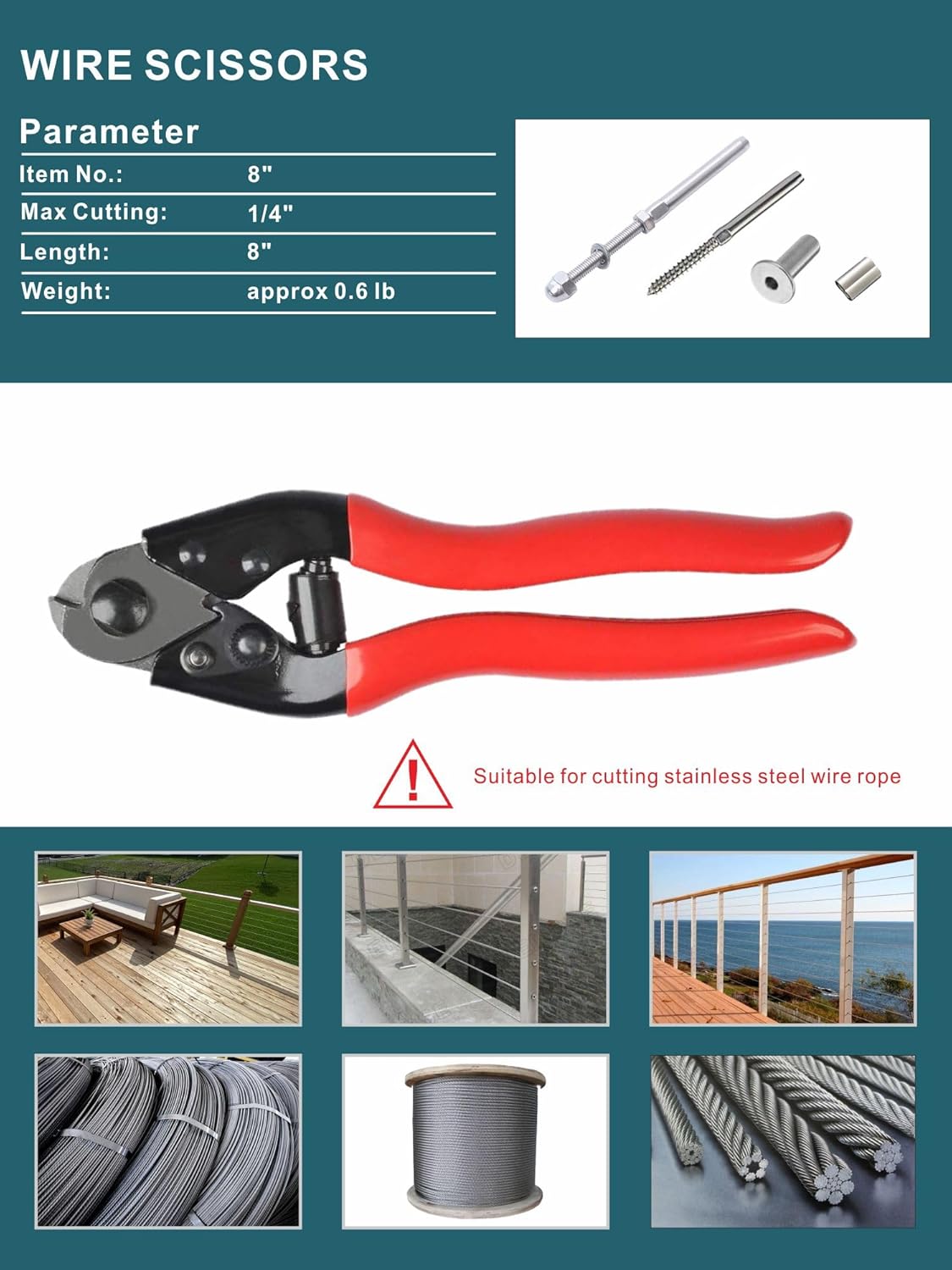 AMZCNC Kit de herramientas de prensado hidráulico con 9 troqueles de cable de cobre estándar de Estados Unidos (12AWG a 20AWG) y troqueles de acero
