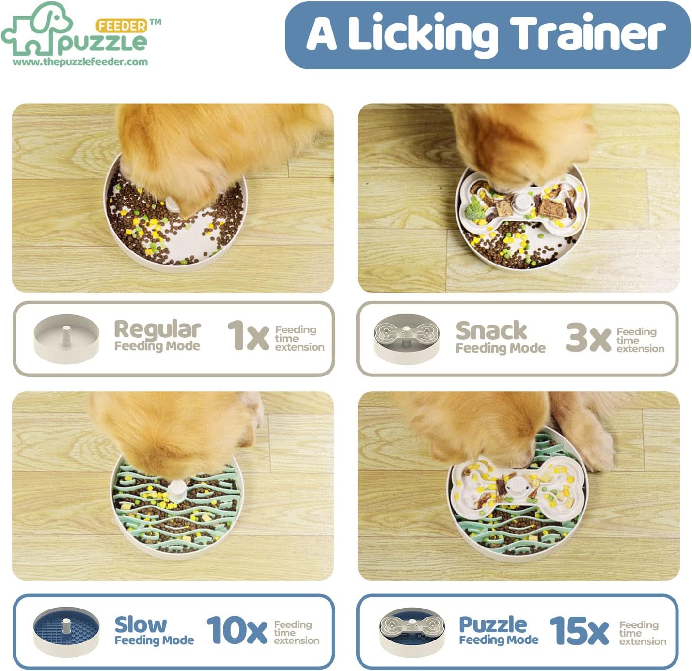 Cuenco para perros, azul, área de lamer de 9.8 pulgadas, sin BPA, antideslizante, reduce la ansiedad, se adapta a múltiples tipos de alimentos