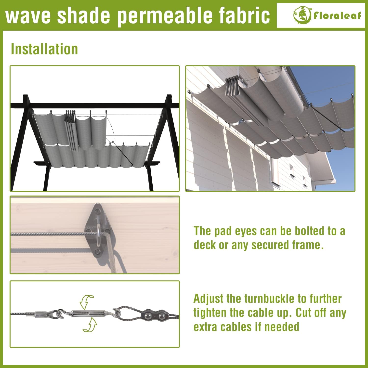 Toldo retráctil de repuesto para pérgola de 3 x 16 pies, con accesorios para cables, para patio, porche, garaje, terraza, toldo