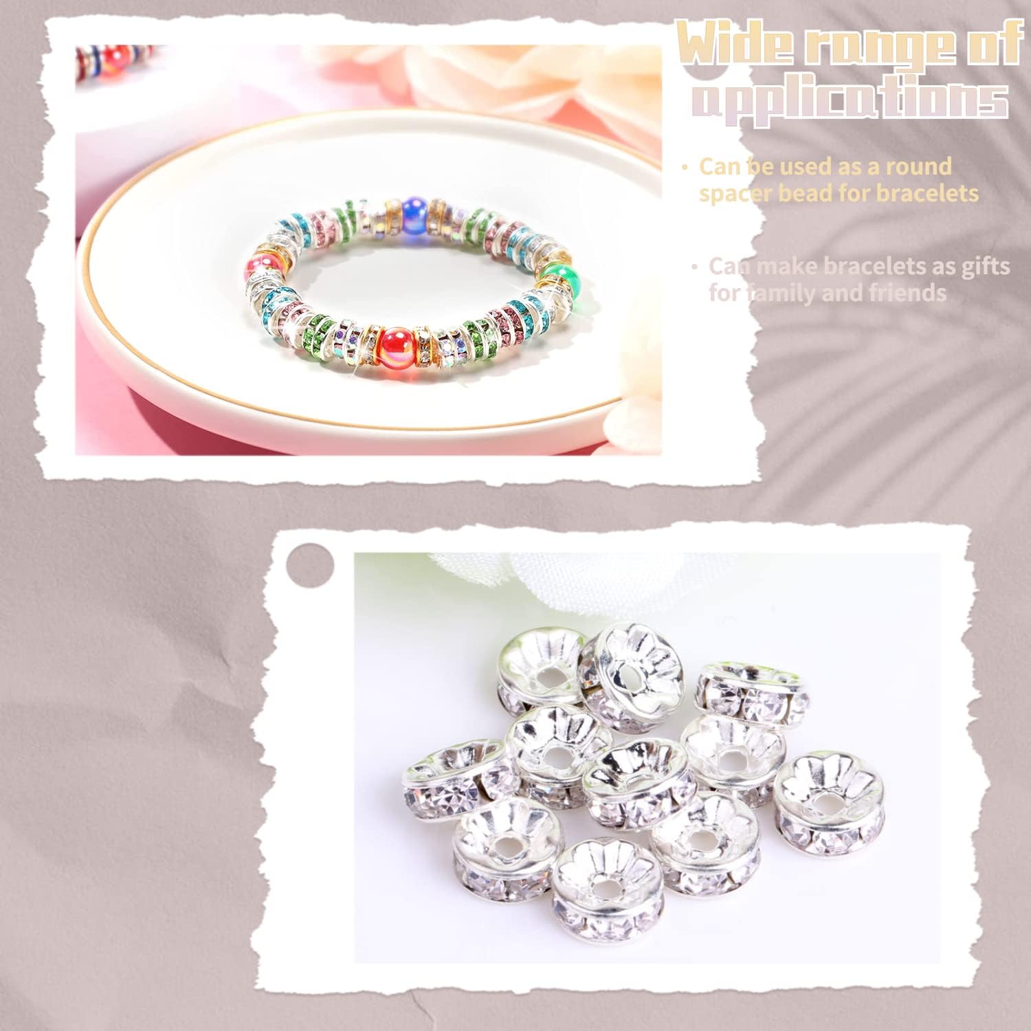 1200 cuentas espaciadoras redondas de 0.315 pulgadas, cuentas de cristal, cuentas de diamantes de imitación, dijes para hacer joyas, collares y