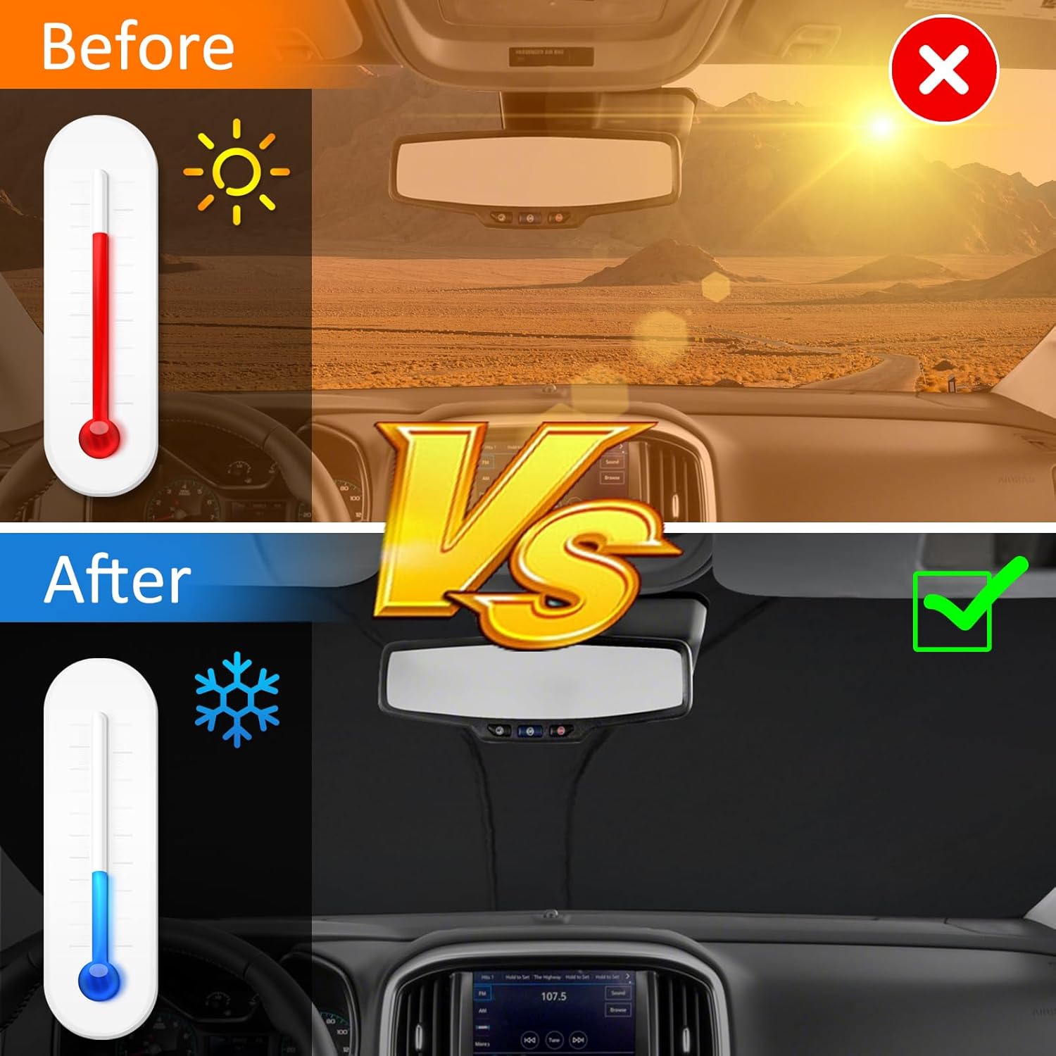 D-Lumina Parasol para parabrisas delantero para Chevy Colorado 2015-2022, parasol plegable para ventana delantera para rayos UV y protección solar